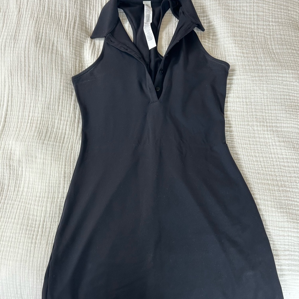 Alo charmed tennis Black Sleeveless Polo Dress